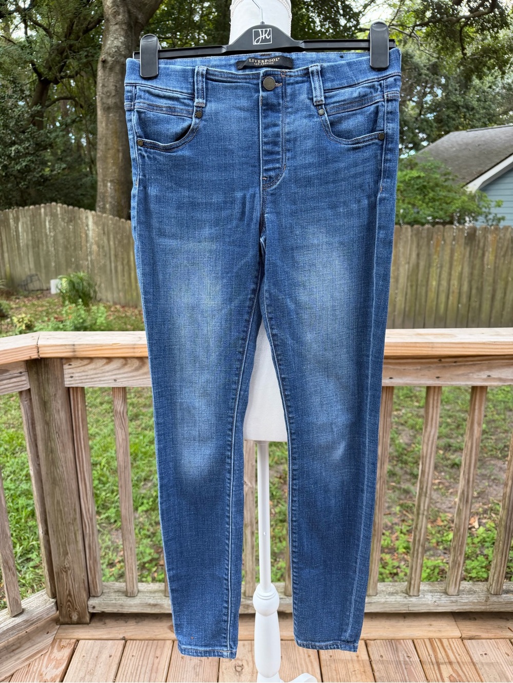 Liverpool Blue Skinny Jeans with Subtle Fading